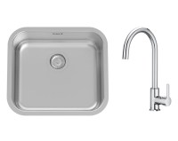 PACK FREGADERA INOX PORTO 40 + MONOMANDO COCINA MENCIA ROCA